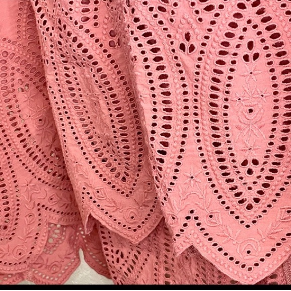 Joie - Southwest Embroidered Eyelet Scalloped Salmon Pink Sundress - Picture 8 of 12